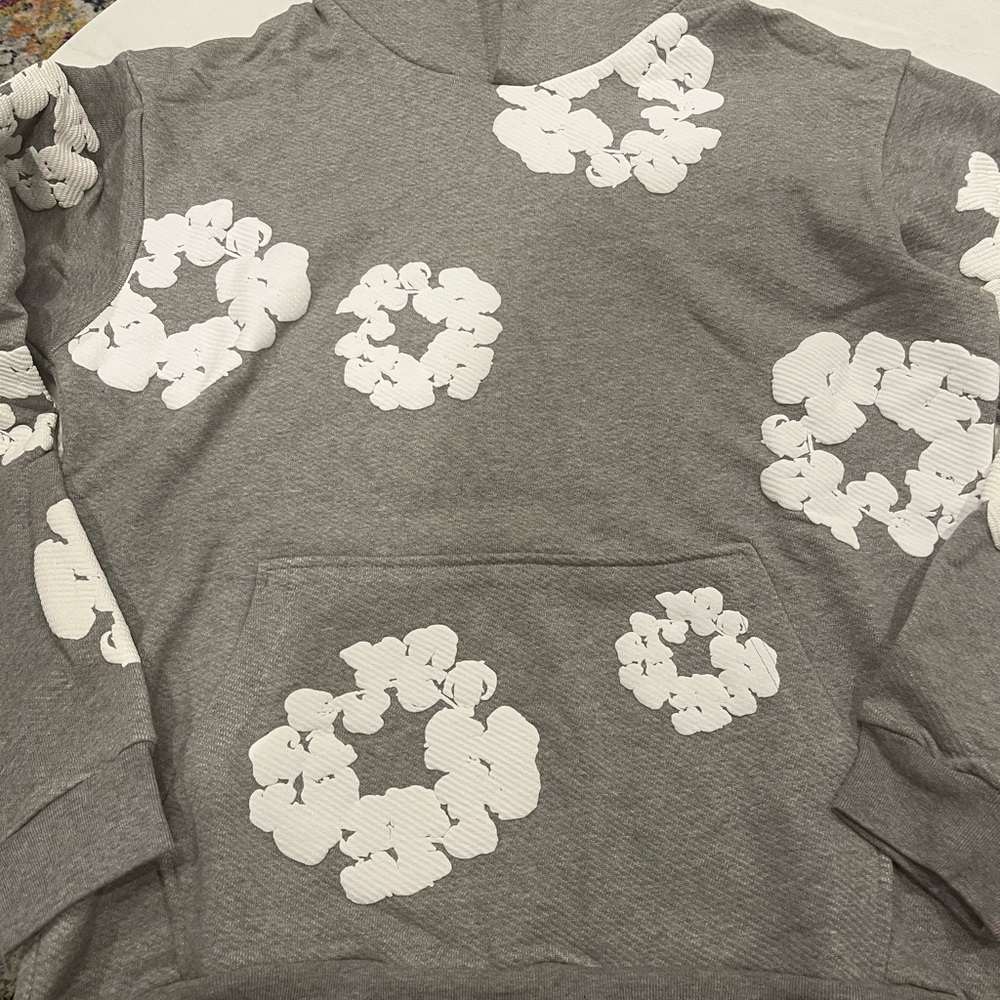 Denim Tears The Cotton Wreath Hoodie Sweatshirt Grey medium M men’s - Picture 7 of 7